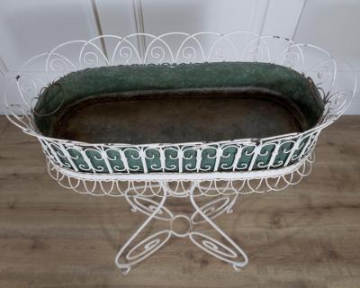 Wrought Iron Planter with Scrollwork Stand 20th Century