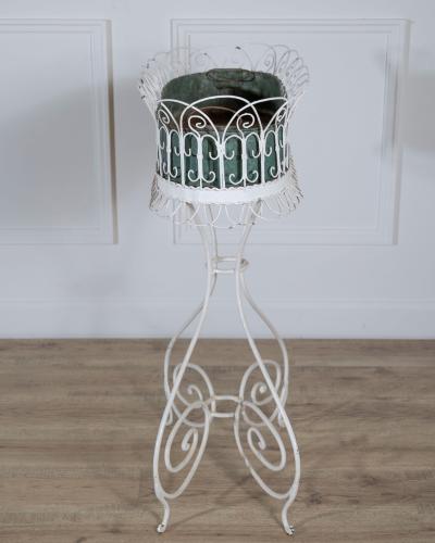 Wrought Iron Planter with Scrollwork Stand 20th Century