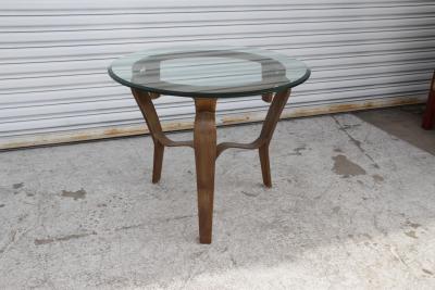 Wrought Iron Round Coffee Table with Glass Top