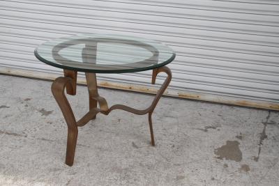 Wrought Iron Round Coffee Table with Glass Top