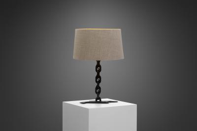 Wrought Iron Table Lamp with Chain Links France 1960s