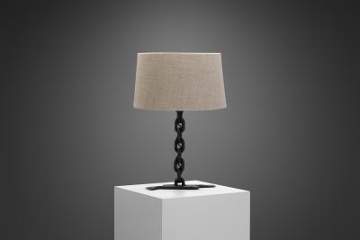 Wrought Iron Table Lamp with Chain Links France 1960s