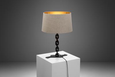 Wrought Iron Table Lamp with Chain Links France 1960s