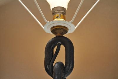 Wrought Iron Table Lamp with Chain Links France 1960s
