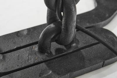 Wrought Iron Table Lamp with Chain Links France 1960s