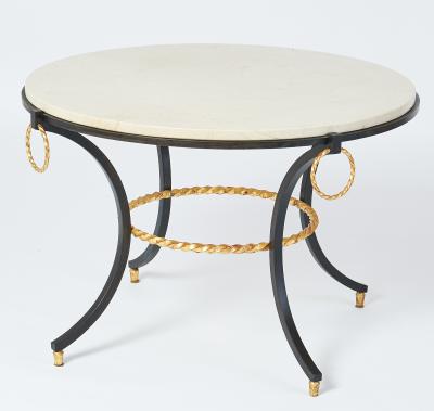 Wrought Iron Table with Gold Leaf Accents France 1950s