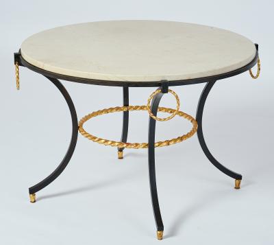 Wrought Iron Table with Gold Leaf Accents France 1950s