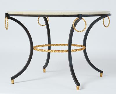 Wrought Iron Table with Gold Leaf Accents France 1950s