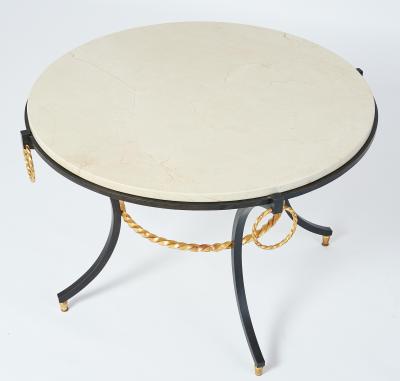 Wrought Iron Table with Gold Leaf Accents France 1950s