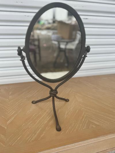 Wrought Iron Tripod Base Cheval Style Mirror