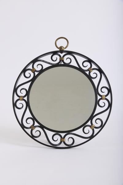 Wrought Iron and Brass Mirror
