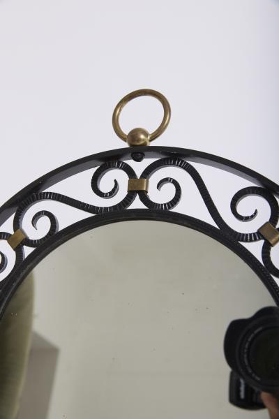 Wrought Iron and Brass Mirror