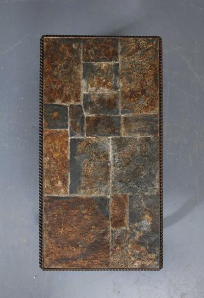 Wrought Iron and Slate Art Deco Coffee Table France c 1920