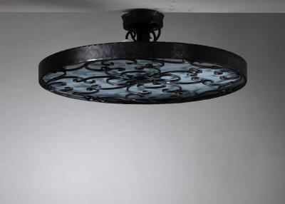 Wrought iron and glass ceiling lamp