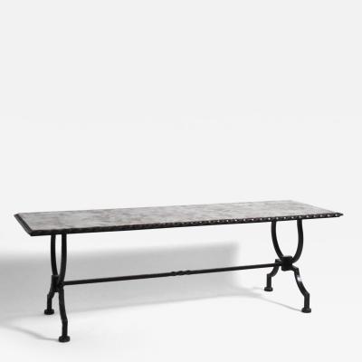 Wrought iron and marble coffee table 1940s 