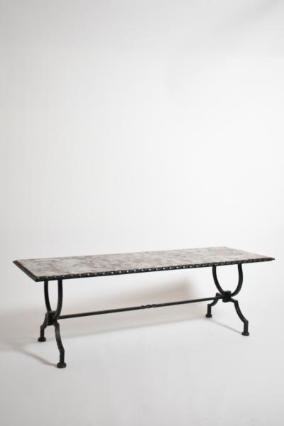 Wrought iron and marble coffee table 1940s 