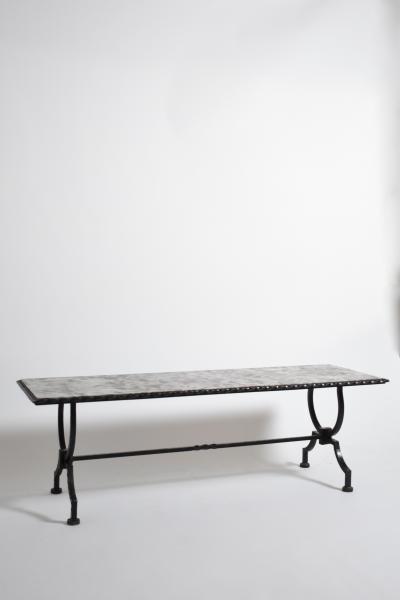 Wrought iron and marble coffee table 1940s 