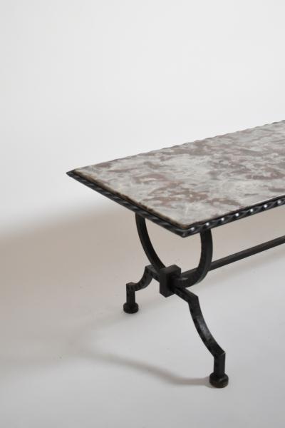 Wrought iron and marble coffee table 1940s 