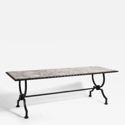 Wrought iron and marble coffee table 1940s 