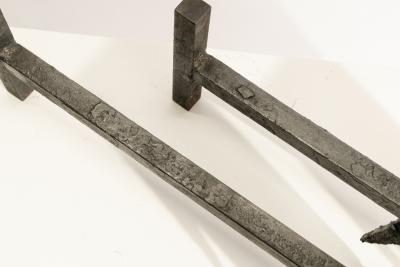 Wrought iron andiron with bats BAT MAN 