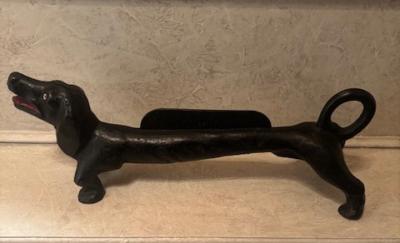 Wrought iron dachshund boot scraper