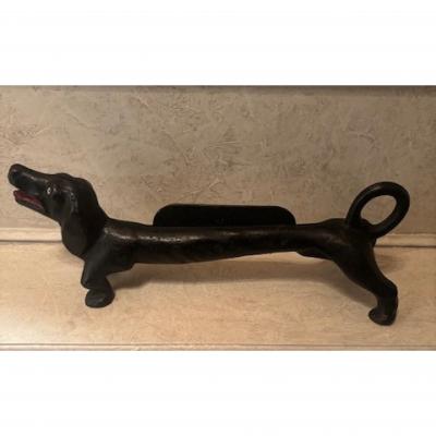 Wrought iron dachshund boot scraper