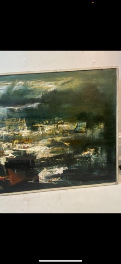 Xavier Gonzalez LARGE SCALE MODERNIST ABSTRACT PAINTING NEW JERSEY FLATS BY XAVIER GONZALEZ