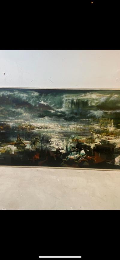 Xavier Gonzalez LARGE SCALE MODERNIST ABSTRACT PAINTING NEW JERSEY FLATS BY XAVIER GONZALEZ