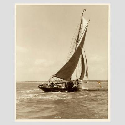 Yacht Alpha early silver photographic print by Beken of Cowes
