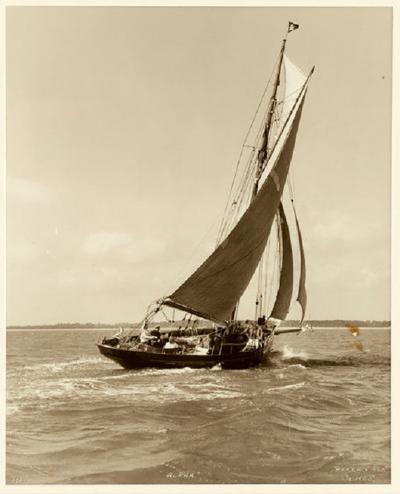 Yacht Alpha early silver photographic print by Beken of Cowes