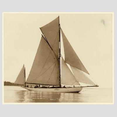 Yacht Nebula early silver photographic print by Beken of Cowes