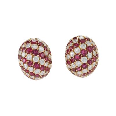 Yanes Madrid Bomb Ruby and Diamond Clip Earrings