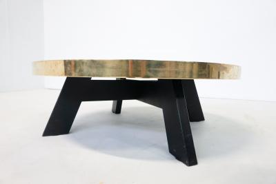 Yann Dessauvages Contemporary Modern Coffee Table by Yann Dessauvages in Brass Stone