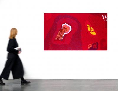 Yannima Tommy Watson Large Aboriginal Painting Wati Kutjara by Yannima Tommy Watson