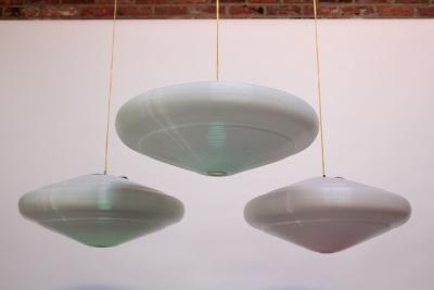 Yasha Heifetz Single Mid Century Modern Spun Plastic Rotaflex Pendant Lamp by Yasha Heifetz