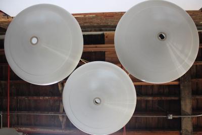 Yasha Heifetz Single Mid Century Modern Spun Plastic Rotaflex Pendant Lamp by Yasha Heifetz
