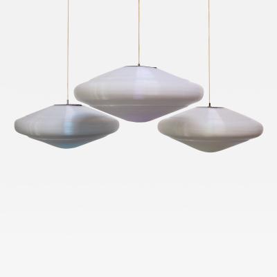 Yasha Heifetz Single Mid Century Modern Spun Plastic Rotaflex Pendant Lamp by Yasha Heifetz