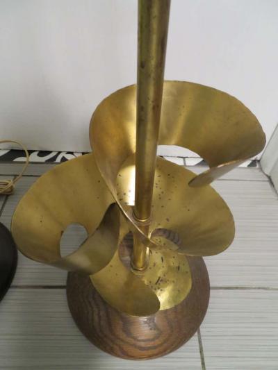 Yasha Heifetz Unusual Pair of Brass Abstract Heifetz Lamps Mid Century Modern