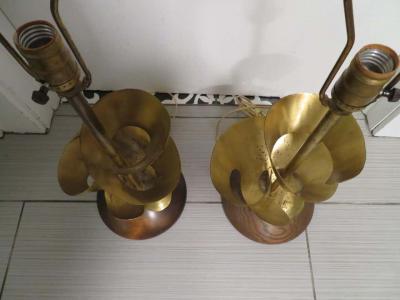 Yasha Heifetz Unusual Pair of Brass Abstract Heifetz Lamps Mid Century Modern