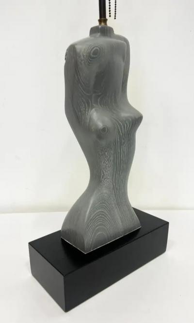 Yasha Heifetz Yasha Heifetz Mid century Sculptural Nude Torso Table Lamp in Cerused Wood