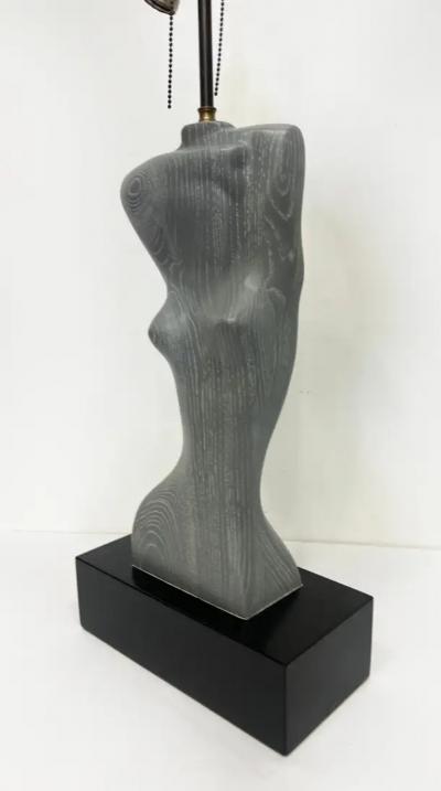 Yasha Heifetz Yasha Heifetz Mid century Sculptural Nude Torso Table Lamp in Cerused Wood