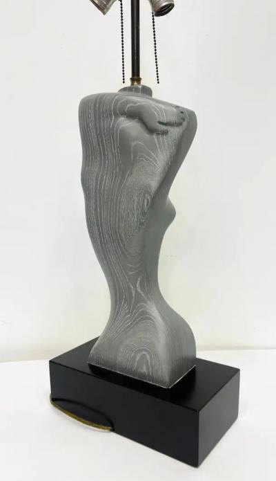 Yasha Heifetz Yasha Heifetz Mid century Sculptural Nude Torso Table Lamp in Cerused Wood