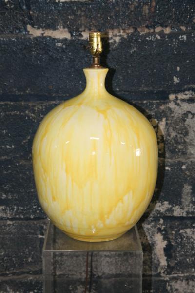 Yellow Drip Glaze Midcentury Table Lamp