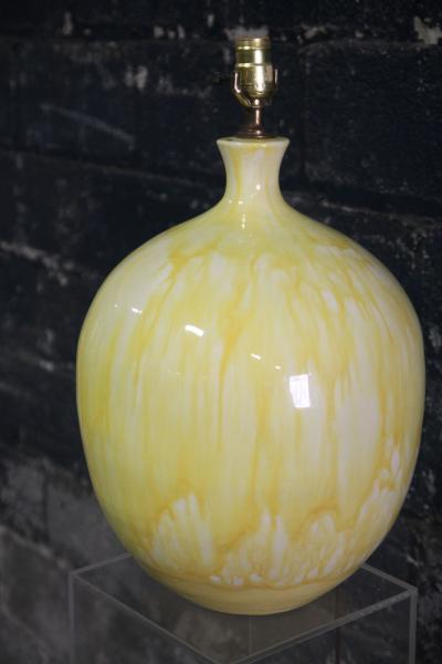 Yellow Drip Glaze Midcentury Table Lamp