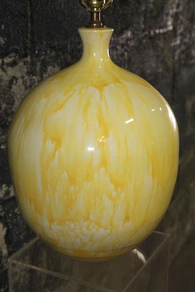 Yellow Drip Glaze Midcentury Table Lamp