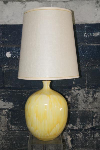 Yellow Drip Glaze Midcentury Table Lamp