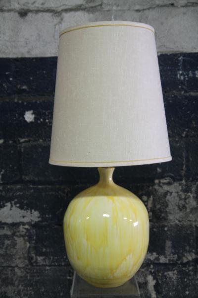 Yellow Drip Glaze Midcentury Table Lamp