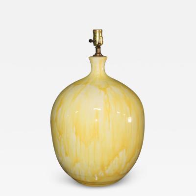 Yellow Drip Glaze Midcentury Table Lamp