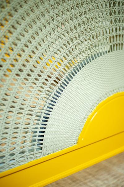 Yellow Lacquered Wooden Bed With Vienna Straw