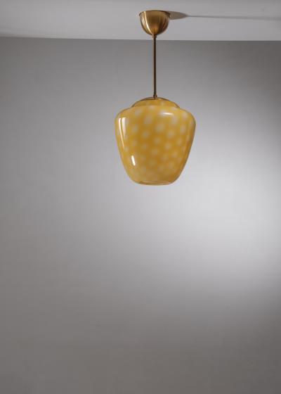 Yellow dotted glass pendant